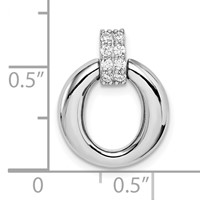 Sterling Silver Rhodium-plated Circle with CZ Bail Pendant view 4