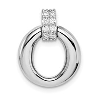 Sterling Silver Rhodium-plated Circle with CZ Bail Pendant view 1