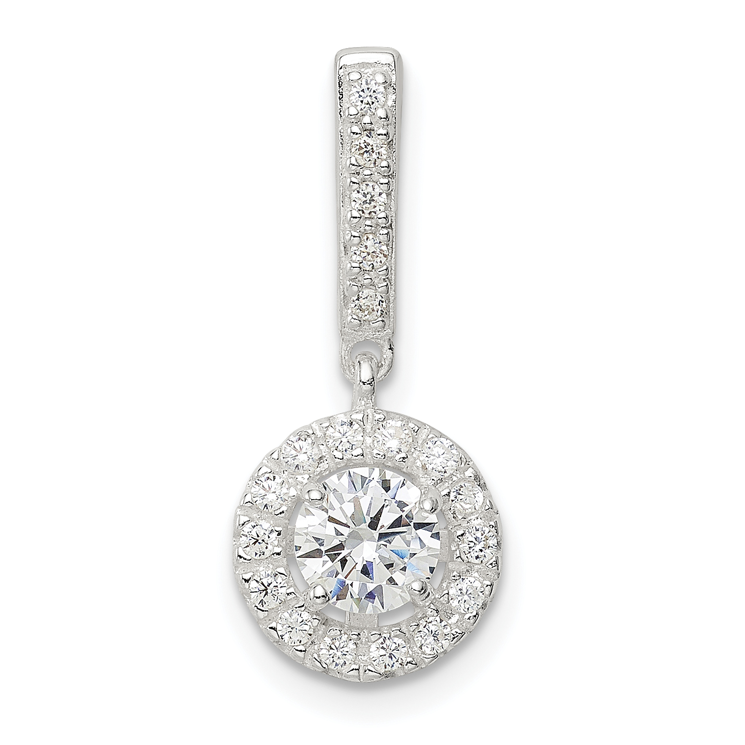 Sterling Silver CZ Halo Dangle Pendant (QP5165)