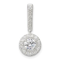 Sterling Silver CZ Halo Dangle Pendant view 1