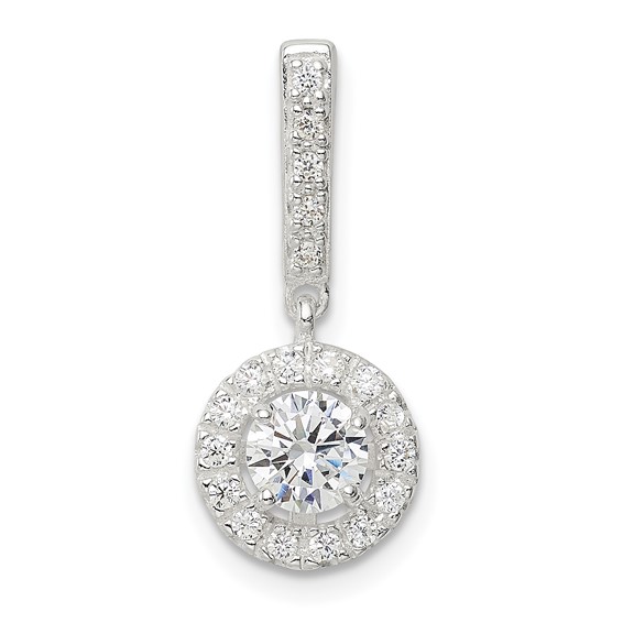 Sterling Silver CZ Halo Dangle Pendant