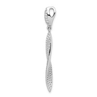 Sterling Silver Rhodium-plated Pave CZ Leaf Pendant view 2
