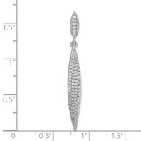Sterling Silver Rhodium-plated Pave CZ Leaf Pendant view 4