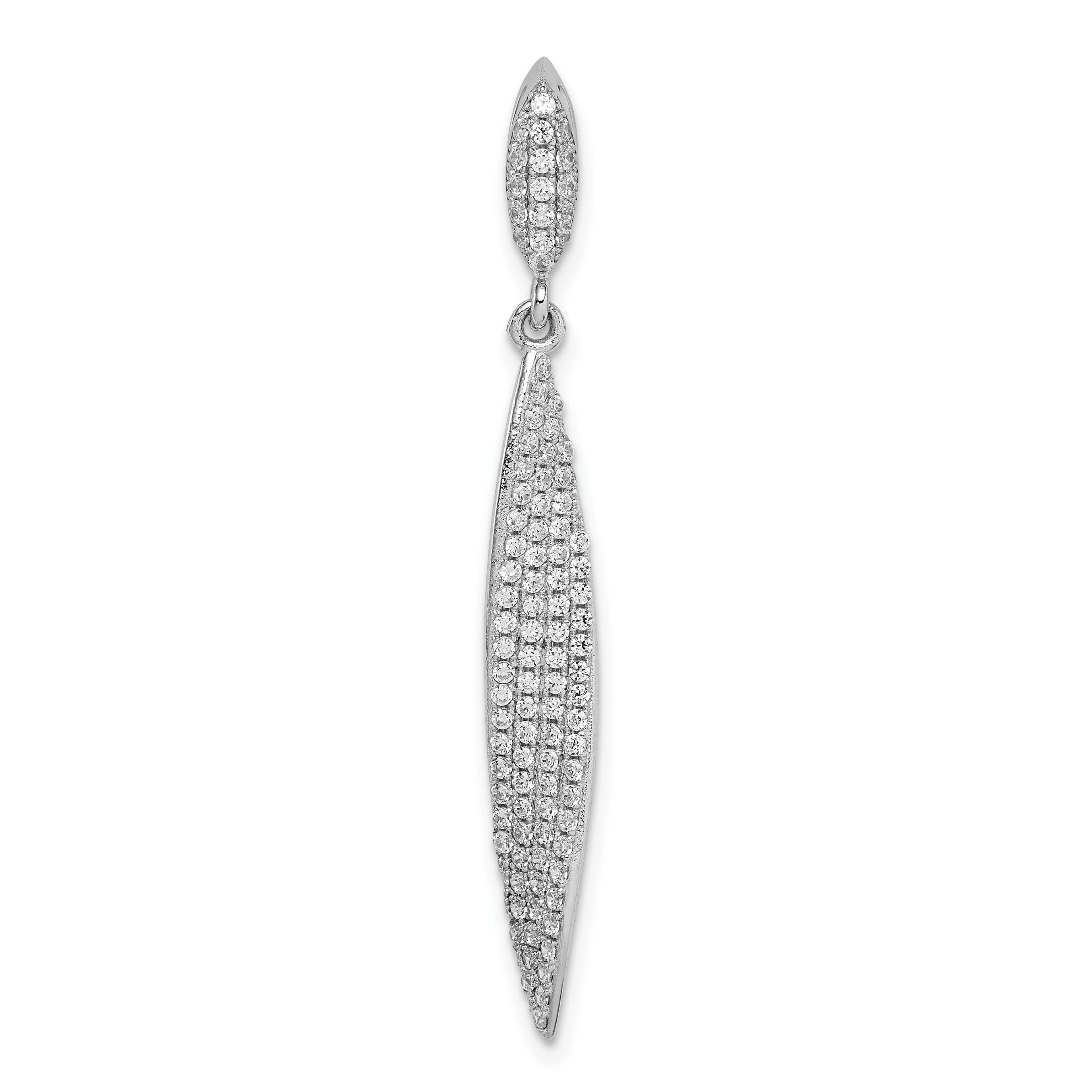 Sterling Silver Rhodium-plated Pave CZ Leaf Pendant (QP5169)