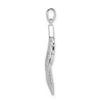 Sterling Silver Rhodium-plated Pave CZ Leaf Pendant view 2
