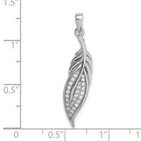 Sterling Silver Rhodium-plated Pave CZ Leaf Pendant view 4