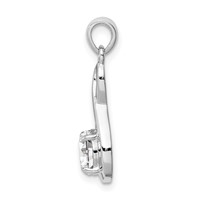 Sterling Silver Rhodium-plated 6.5mm CZ Teardrop Pendant view 2