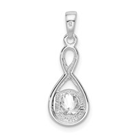 Sterling Silver Rhodium-plated 6.5mm CZ Teardrop Pendant view 3