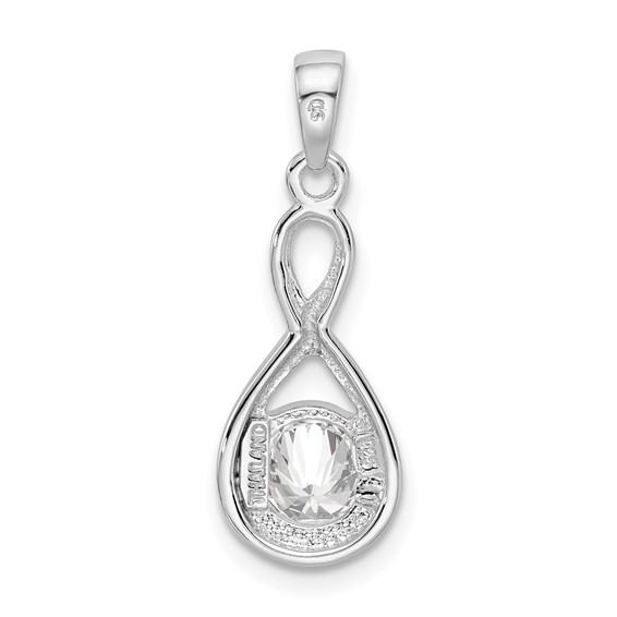 Sterling Silver Rhodium-plated 6.5mm CZ Teardrop Pendant