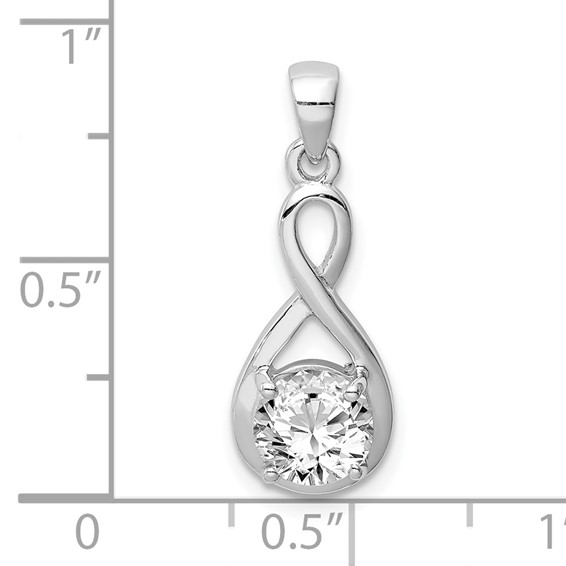 Sterling Silver Rhodium-plated 6.5mm CZ Teardrop Pendant