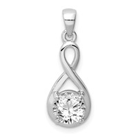 Sterling Silver Rhodium-plated 6.5mm CZ Teardrop Pendant view 1