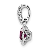 Sterling Silver Rhodium-plated Lab Created Red Corundum and White CZ Pendant view 2