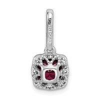 Sterling Silver Rhodium-plated Lab Created Red Corundum and White CZ Pendant view 3
