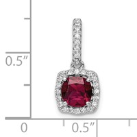 Sterling Silver Rhodium-plated Lab Created Red Corundum and White CZ Pendant view 4
