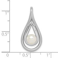Sterling Silver Rhodium-plated Brushed and Polished 6-7mm Button Freshwater Cultured Pearl Teardrop Chain Slide view 4
