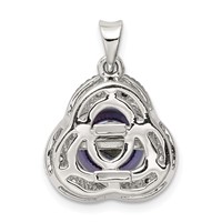 Sterling Silver Rhodium-plated 6-7mm Black Button Freshwater Cultured Pearl and White Topaz Pendant view 4