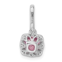 Sterling Silver Rhodium-plated Pink White CZ Halo Chain Slide view 3