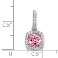 Sterling Silver Rhodium-plated Pink White CZ Halo Chain Slide view 4
