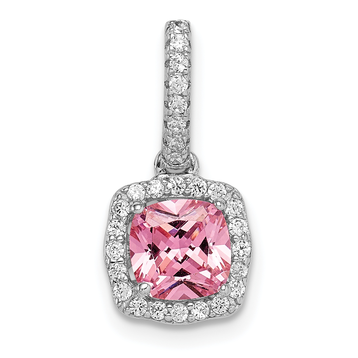 Sterling Silver Rhodium-plated Pink & White CZ Slide (QP5186)