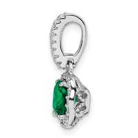 Sterling Silver Rhodium-plated Green and White CZ Halo Chain Slide view 2