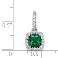 Sterling Silver Rhodium-plated Green and White CZ Halo Chain Slide view 4
