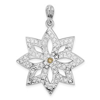 Sterling Silver Antiqued Marcasite & Imitation Pearl Flower Pendant view 3