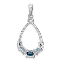 Sterling Silver Rhod-plat London Blue and LB Topaz Pendant view 3