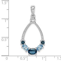 Sterling Silver Rhod-plat London Blue and LB Topaz Pendant view 4