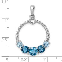 Sterling Silver Rhod-plat London Blue and LB Topaz Pendant view 4