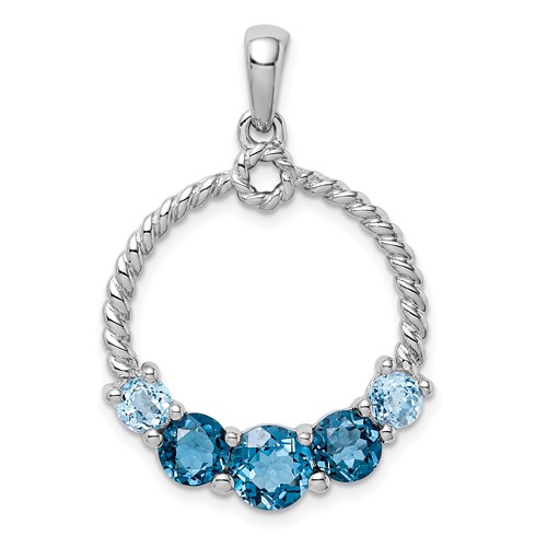 Sterling Silver Rhod-plat London Blue and LB Topaz Pendant