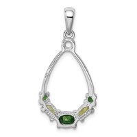 Sterling Silver Rhodium Plated Chrome Diopside and Peridot Pendant view 3