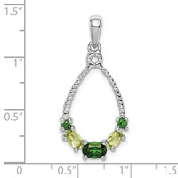 Sterling Silver Rhodium Plated Chrome Diopside and Peridot Pendant view 4
