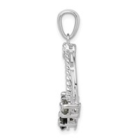 Sterling Silver Rhodium-plated Chrome Diopside and Peridot Pendant view 2