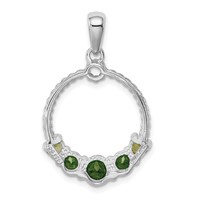 Sterling Silver Rhodium-plated Chrome Diopside and Peridot Pendant view 3