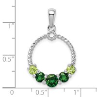 Sterling Silver Rhodium-plated Chrome Diopside and Peridot Pendant view 4
