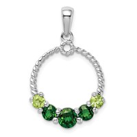Sterling Silver Rhodium-plated Chrome Diopside and Peridot Pendant view 1