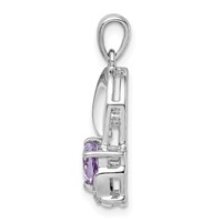 Sterling Silver Rhodium-plated Amethyst and Diamond Heart Pendant view 2