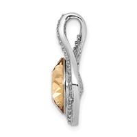 Sterling Silver RH-plated Clear Golden Crystal Teardrop Pendant view 2