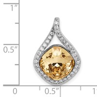 Sterling Silver RH-plated Clear Golden Crystal Teardrop Pendant view 4