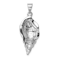 Sterling Silver Rhodium-plated Polished and Antiqued Larimar Shell Pendant view 3