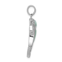 Sterling Silver Rhodium-plated Polished Larimar Dolphin Pendant view 2