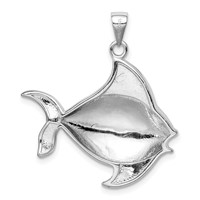 Sterling Silver Rhodium-plated Polished Created Blue Opal Fish Pendant view 3