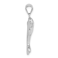 Sterling Silver Rhodium-plated Polished Created Blue Opal Dolphin Pendant view 2