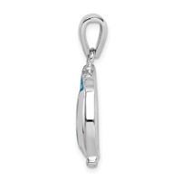 Sterling Silver Rhodium-plated Polished Created Opal Inlay Penguin Pendant view 2