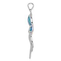 Sterling Silver Rhodium-plated Polished Created Blue Opal Jellyfish Pendant view 2