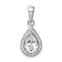 Sterling Silver Rhodium Plated CZ Pendant view 1