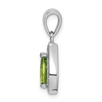Sterling Silver Rhodium Plated Green and Clear CZ Pendant view 2