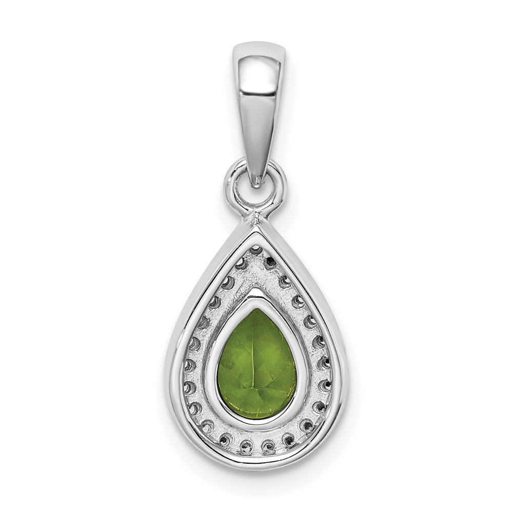 Sterling Silver Rhodium Plated Green and Clear CZ Pendant (QP5247AUG)