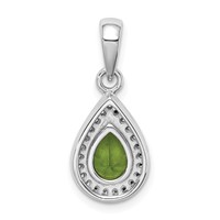 Sterling Silver Rhodium Plated Green and Clear CZ Pendant view 3