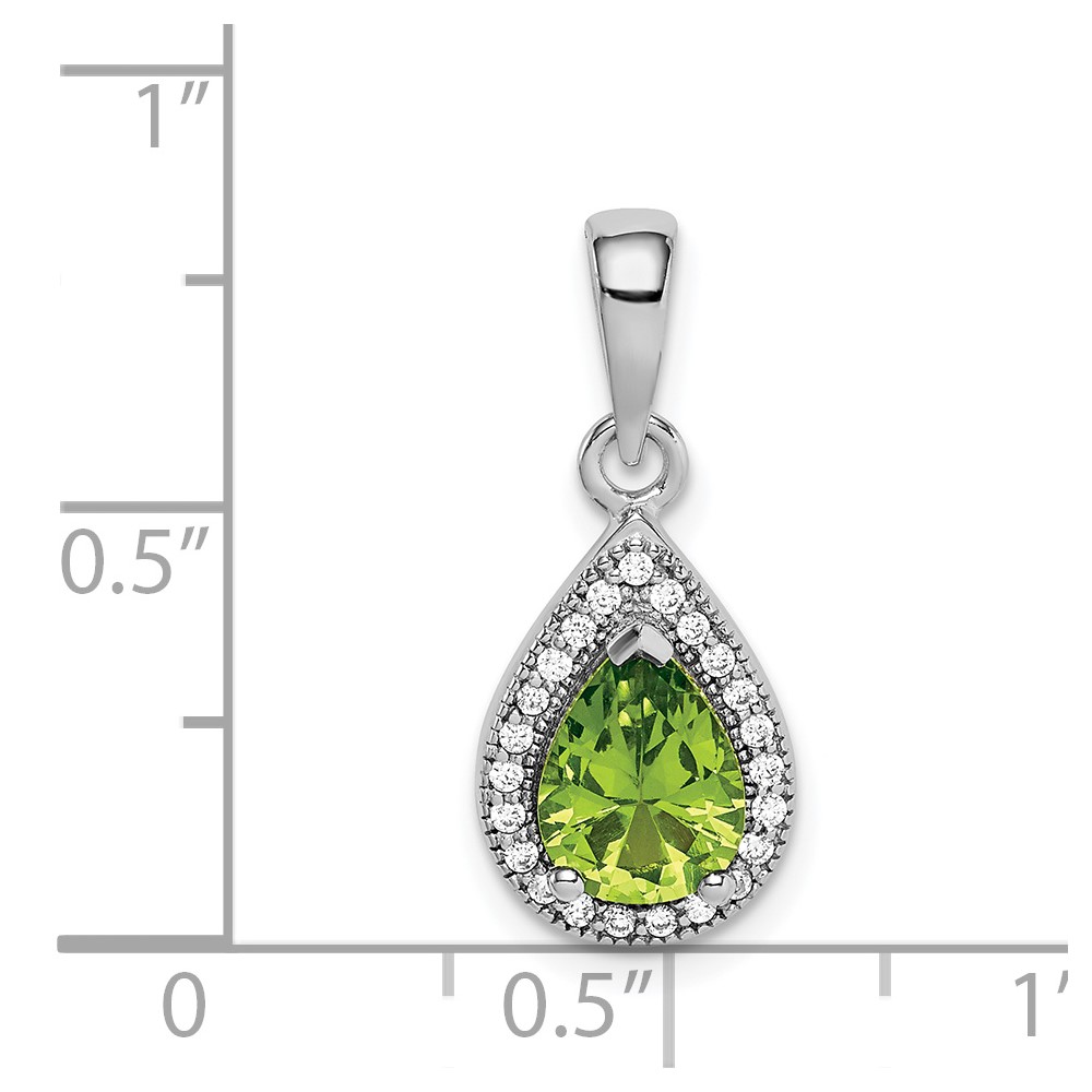 Sterling Silver Rhodium Plated Green and Clear CZ Pendant (QP5247AUG)